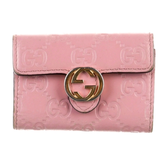 Gucci Blush Pink Leather Wallet with Gold Logo - Picture 1 of 5